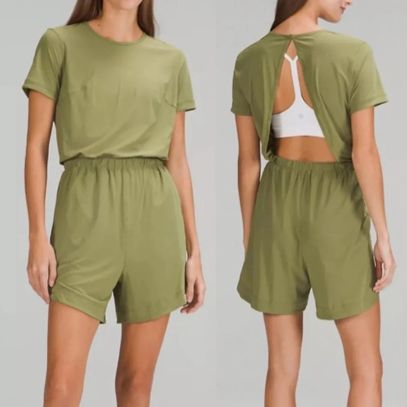 lululemon athletica Pants - Lululemon Lightweight High-Neck Romper Bronze Green Size 10